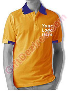 Designer Tangerine and Blue Color T Shirt With Logo Printed